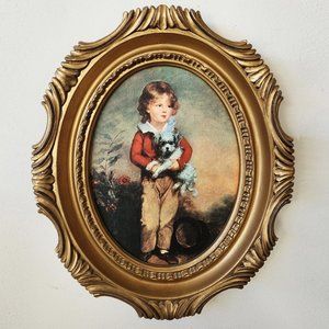 Framed Art Print: Master Simpson by Arthur Devis -Boy With Top Hat & Dog